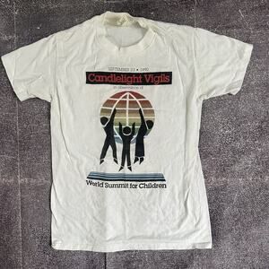 Men's Vintage 90's Candlelight Vigils World Summit for Children T Shirt Tee Sz S